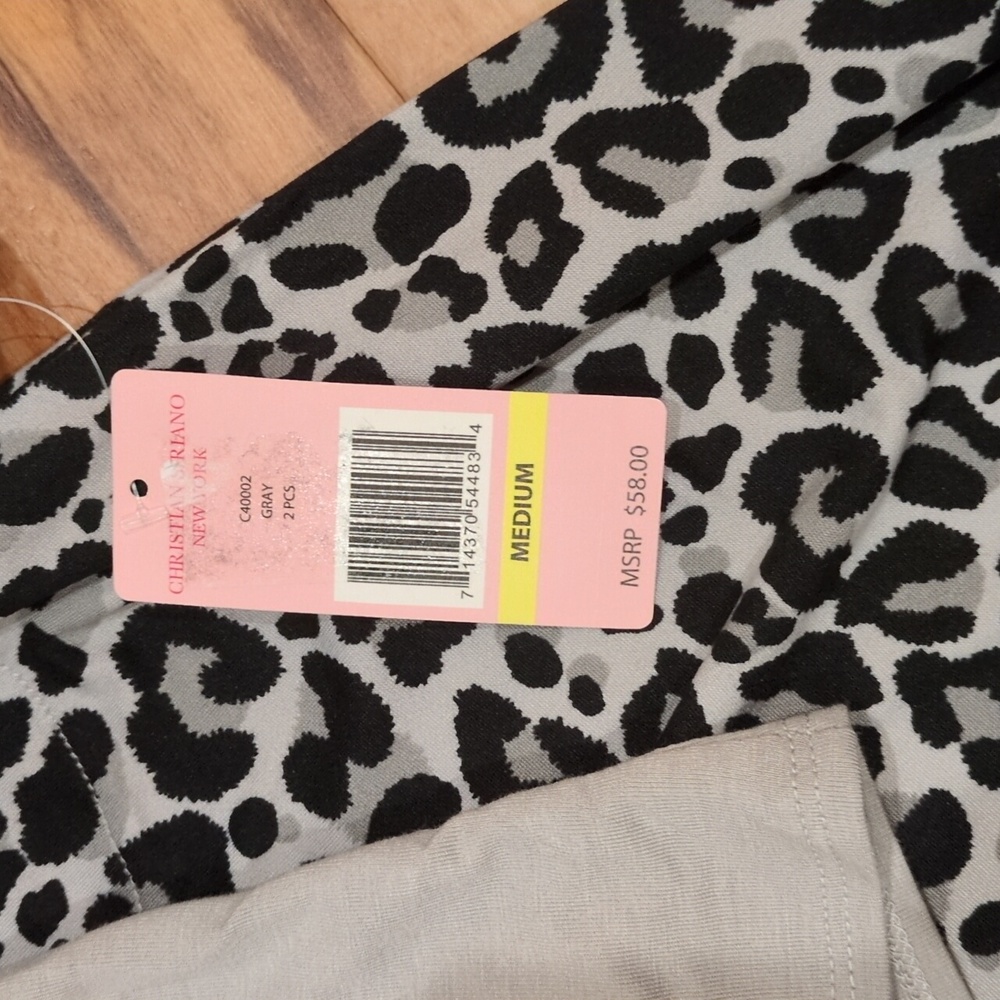 Christian Siriano NWT Gray and Black animal print Pajama sleepwear joggers set - Picture 3 of 8